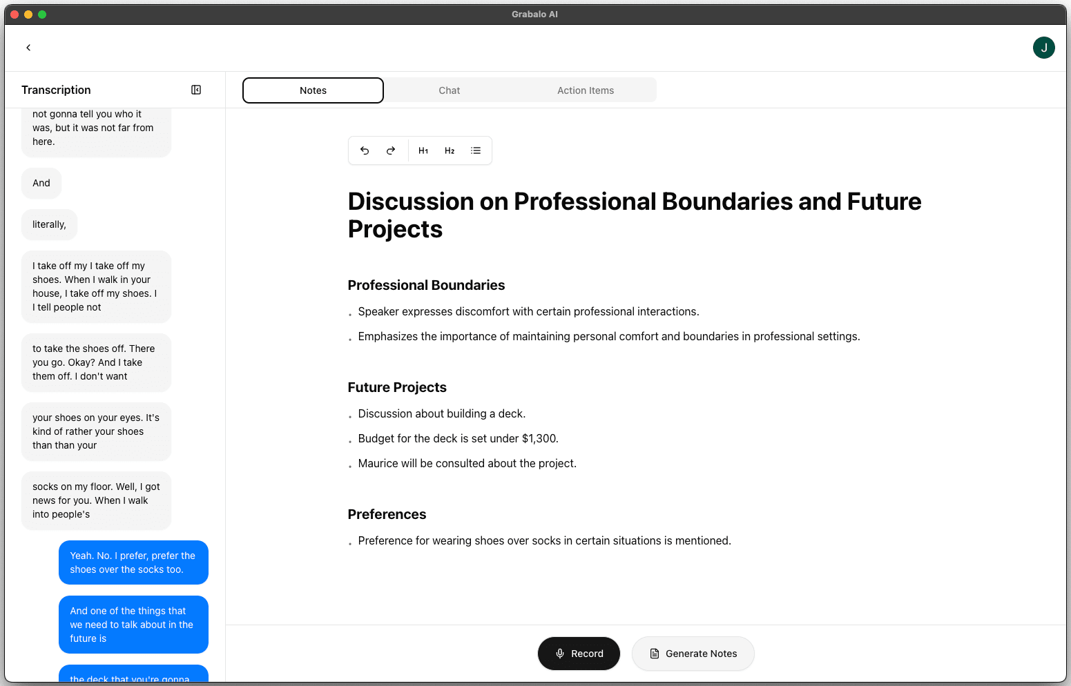 Grabalo app interface